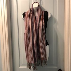 Suantrai of Ireland wool scarf 12x64” purple striped 100% wool